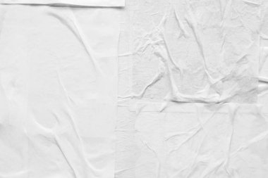 Boş beyaz buruşmuş ve buruşmuş kağıt poster dokusu