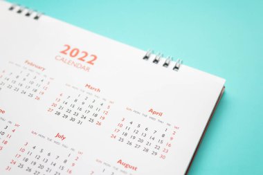 2022 takvim sayfası mavi arka plan iş planlama randevu toplantısı kavramı
