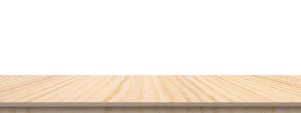 Prázdný Dřevěný Stůl Deska Izolované Bílém Pozadí Pro Zobrazení Výrobku — Stock fotografie