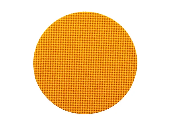 Blank Pomarańczowy Okrągły Klej Etykieta Naklejki Papieru Izolowane Białym Tle — Zdjęcie stockowe