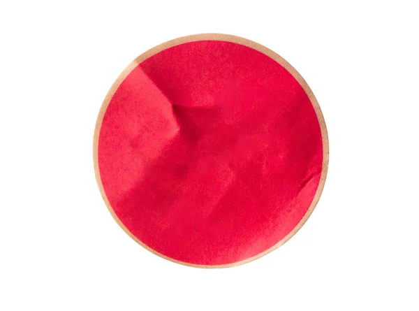 Etichetta Adesiva Rotonda Rossa Bianca Isolata Sfondo Bianco — Foto Stock