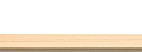 Pusty Drewniany Blat Stołowy Izolowany Białym Tle Montażu Wyświetlacza Produktu — Zdjęcie stockowe