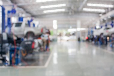 Araç servis merkezi oto tamir atölyesi bulanık arkaplan