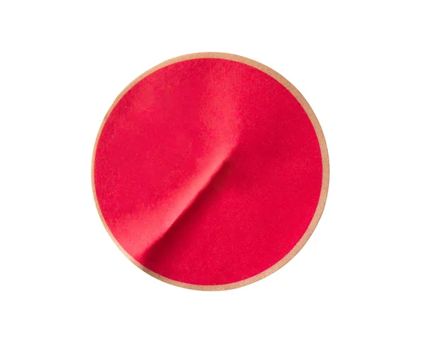 Beyaz Arkaplanda Boş Kırmızı Yuvarlak Yapıştırıcı Etiketi — Stok fotoğraf
