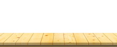 Ürün görüntüleme montajı için beyaz arkaplanda boş tahta tablo izole edildi