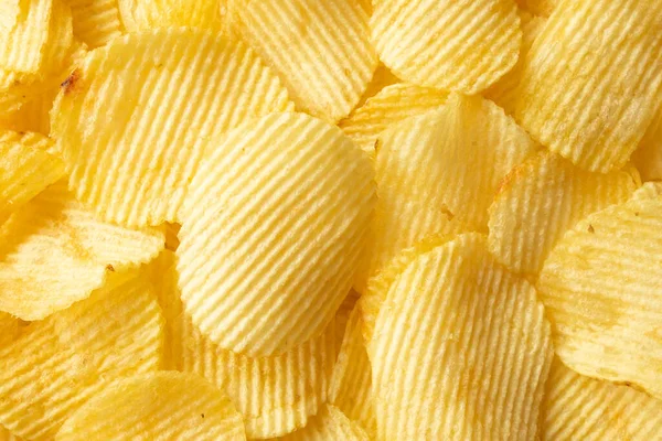 Batata Dourada Crocante Chips Snack Textura Fundo — Fotografia de Stock