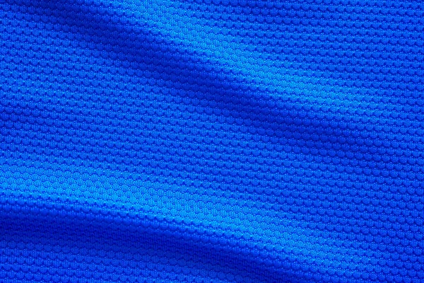 Blaues Fußballtrikot Bekleidung Stoff Textur Sport Tragen Hintergrund Nahaufnahme Von — Stockfoto