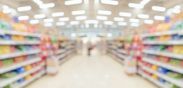 Supermercato Negozio Alimentari Corridoio Interno Astratto Sfondo Sfocato — Foto Stock