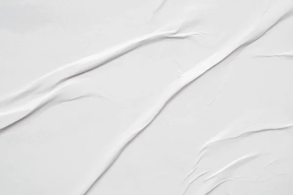 Üres Fehér Gyűrött Gyűrött Papír Poszter Textúra Háttér — Stock Fotó