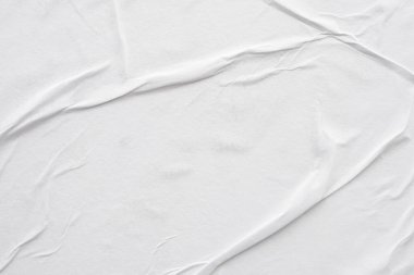 Boş beyaz buruşmuş ve buruşmuş kağıt poster dokusu arka planı