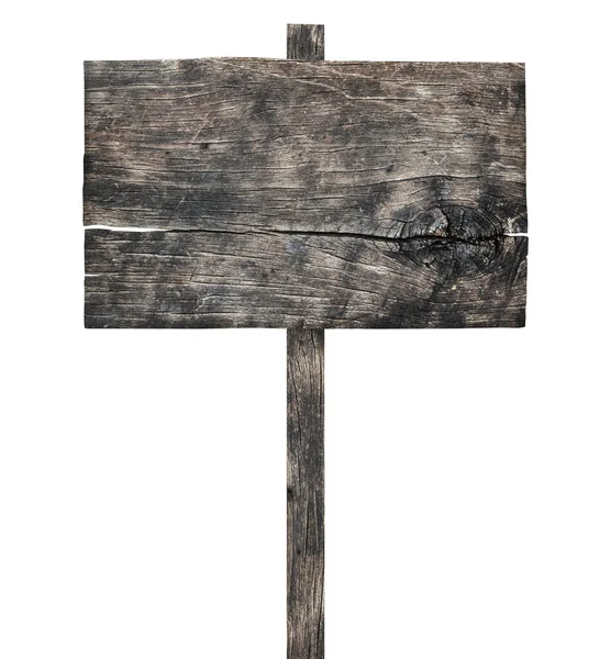 Stary Drewniany Znak Izolowany Białym Tle — Zdjęcie stockowe