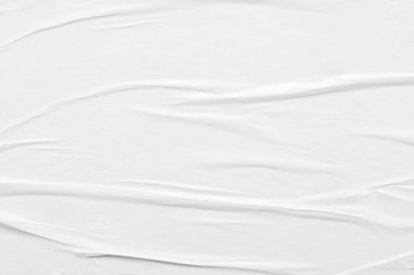 beyaz buruşmuş ve buruşmuş kağıt poster dokusu arkaplanı