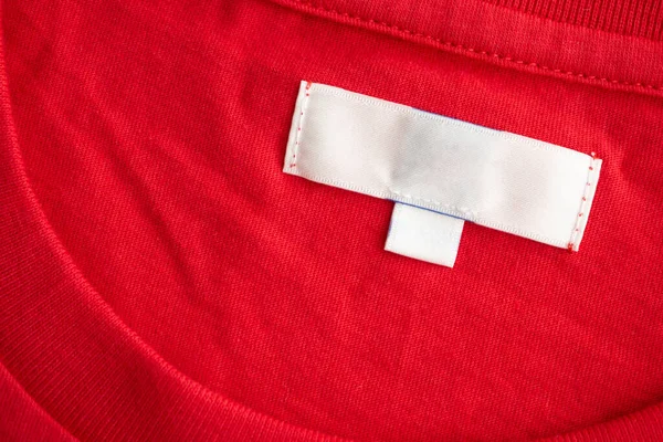Etiqueta Etiqueta Roupa Branca Branco Novo Fundo Textura Tecido Camisa — Fotografia de Stock