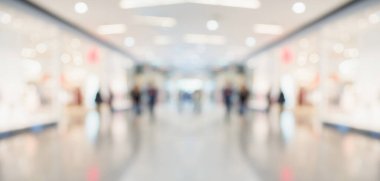 Soyut bulanık modern alışveriş merkezi iç mimarisi