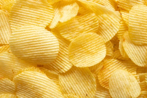 Batata Dourada Crocante Chips Snack Textura Fundo — Fotografia de Stock