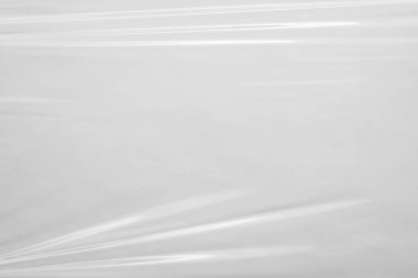 Beyaz şeffaf plastik film sarma dokusu arkaplanı