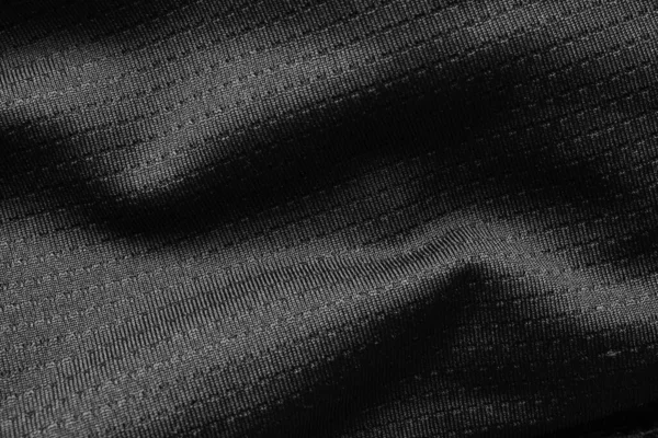 Czarny Sport Tkanina Piłka Nożna Koszulka Jersey Tekstury Zbliżenie — Zdjęcie stockowe