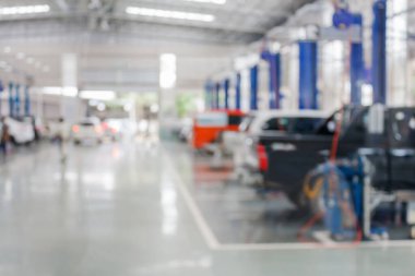 Araç servis merkezi oto tamir atölyesi bulanık arkaplan