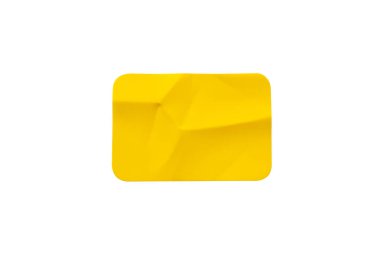 Yellow plastic sticker label isolated on white background