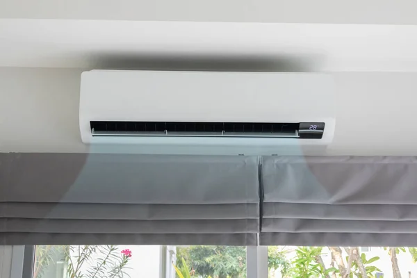 Airconditioner Witte Muur Kamer Interieur Achtergrond — Stockfoto