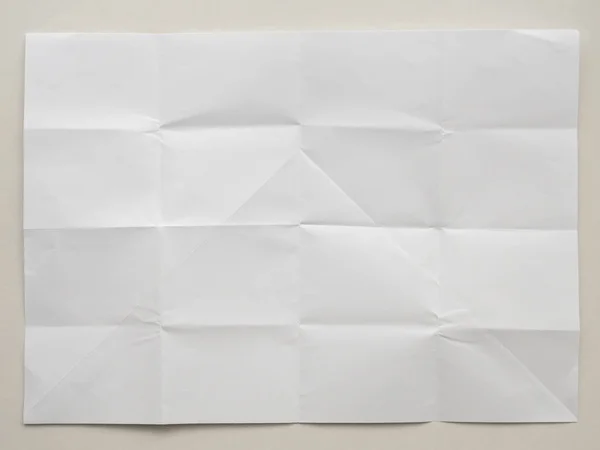 White Folded Wrinkled Paper White Background — Foto de Stock