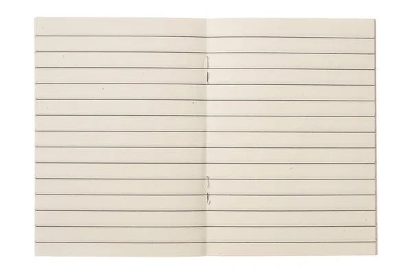 Open Blank Lined Notebook Paper Texture Isolated White Background — Stock Photo, Image