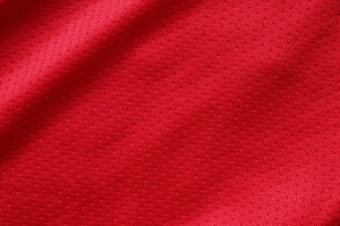 Kırmızı spor giysileri futbol gömleği forma deseni yakın çekim