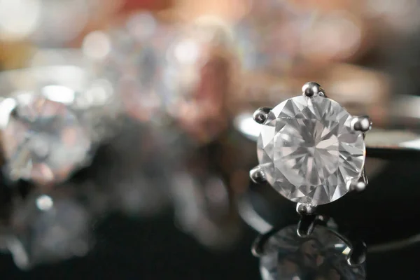 Belles Bagues Diamant Fond Bijoux — Photo