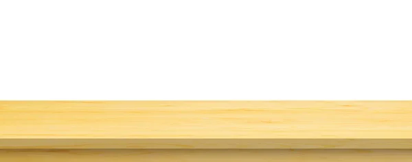 Prázdný Dřevěný Stůl Deska Izolované Bílém Pozadí Pro Zobrazení Výrobku — Stock fotografie