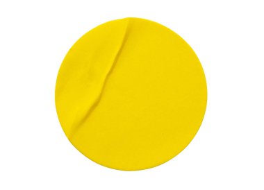 Beyaz arkaplanda izole edilmiş sarı yuvarlak kağıt etiketi