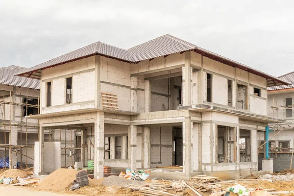 Výstavba Rezidenčního Nového Domu Probíhá Výstavbě Sídliště — Stock fotografie