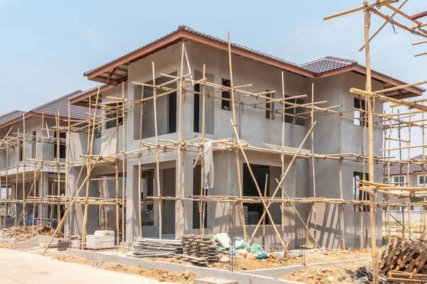Construction Residential New House Progress Building Site Housing Estate Development — Stock Photo, Image