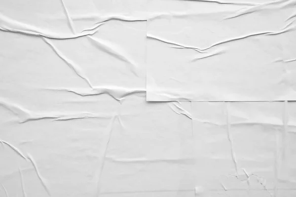 White Crumpled Creased Paper Poster Texture Background — Stock Photo, Image