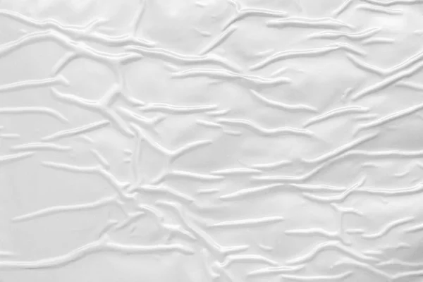 Beyaz Buruşmuş Buruşmuş Plastik Poster Dokusu Arka Planı — Stok fotoğraf