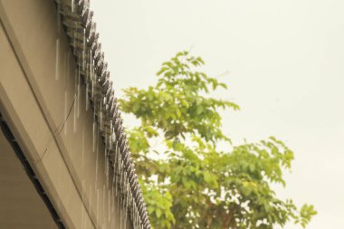 Evin çatısından yağmur yağıyor.