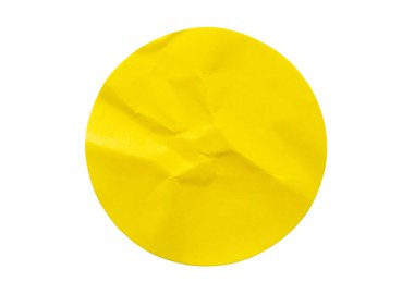 Beyaz arkaplanda izole edilmiş sarı yuvarlak kağıt etiketi