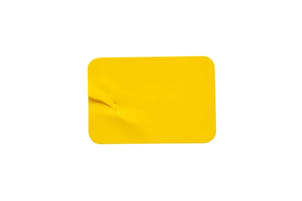 Желтая Пластиковая Этикетка Белом Фоне — стоковое фото