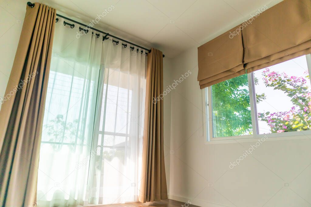 Curtain window interior decoration in living room