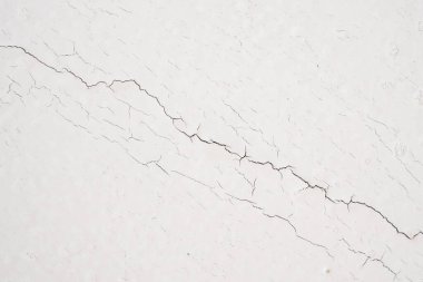 Beyaz duvar dokusu arka planında çatlamış beton
