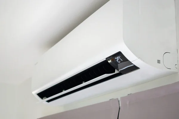 Airconditioner Witte Muur Kamer Interieur Achtergrond — Stockfoto