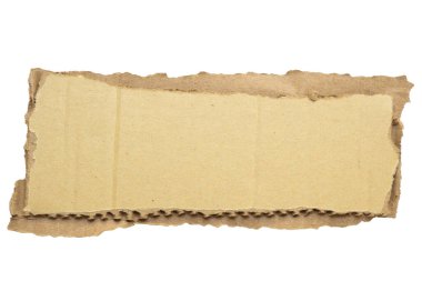 Kahverengi karton kağıt parçası beyaz arkaplanda izole