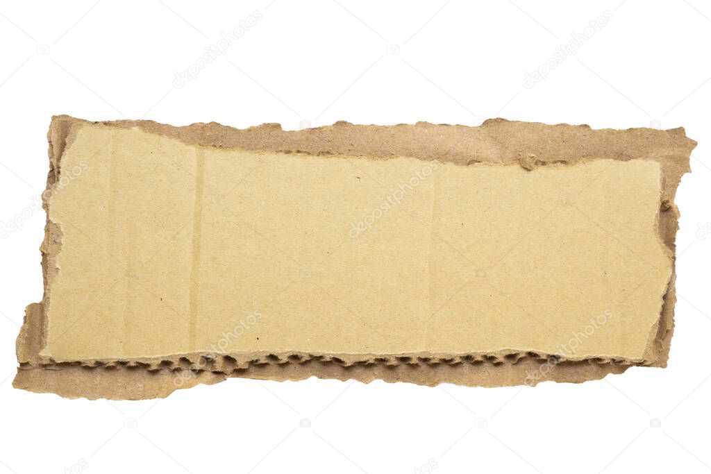 Brown Cardboard paper piece isolated on white background