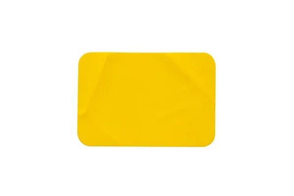 Желтая Пластиковая Этикетка Белом Фоне — стоковое фото