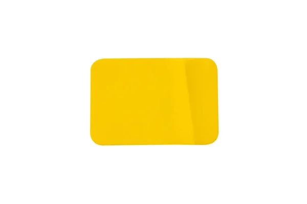 Yellow Plastic Sticker Label Isolated White Background — Stock Photo, Image