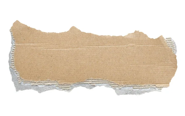 Hnědý Lepenkový Papír Kus Izolované Bílém Pozadí — Stock fotografie