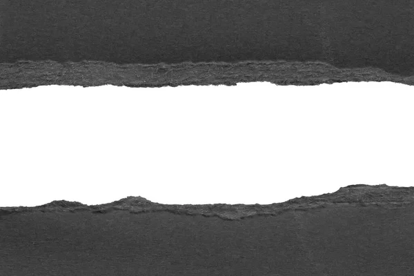 Nero Strappato Carta Strappato Bordi Strisce Isolate Sfondo Bianco — Foto Stock