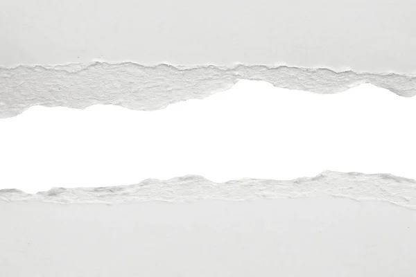 Bílý Roztržený Papír Roztržené Okraje Pruhy Izolované Bílém Pozadí — Stock fotografie