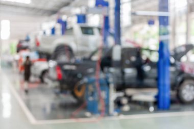 Araç servis merkezi oto tamir atölyesi bulanık arkaplan
