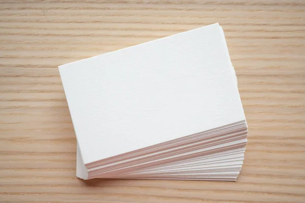 White Business Card Wood Table Background — Stockfoto