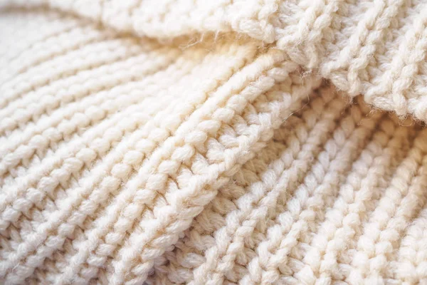 Kapat bej örgü yün kumaş dokusu arkaplanı